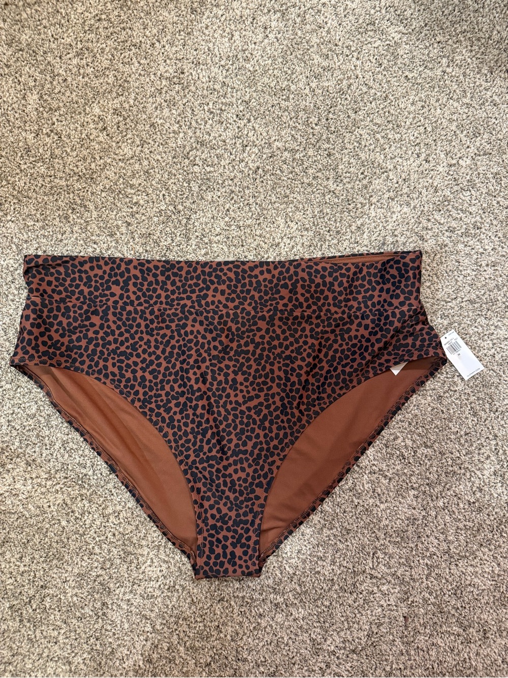 Old Navy Brown Leopard High-Waist Swim Bottoms